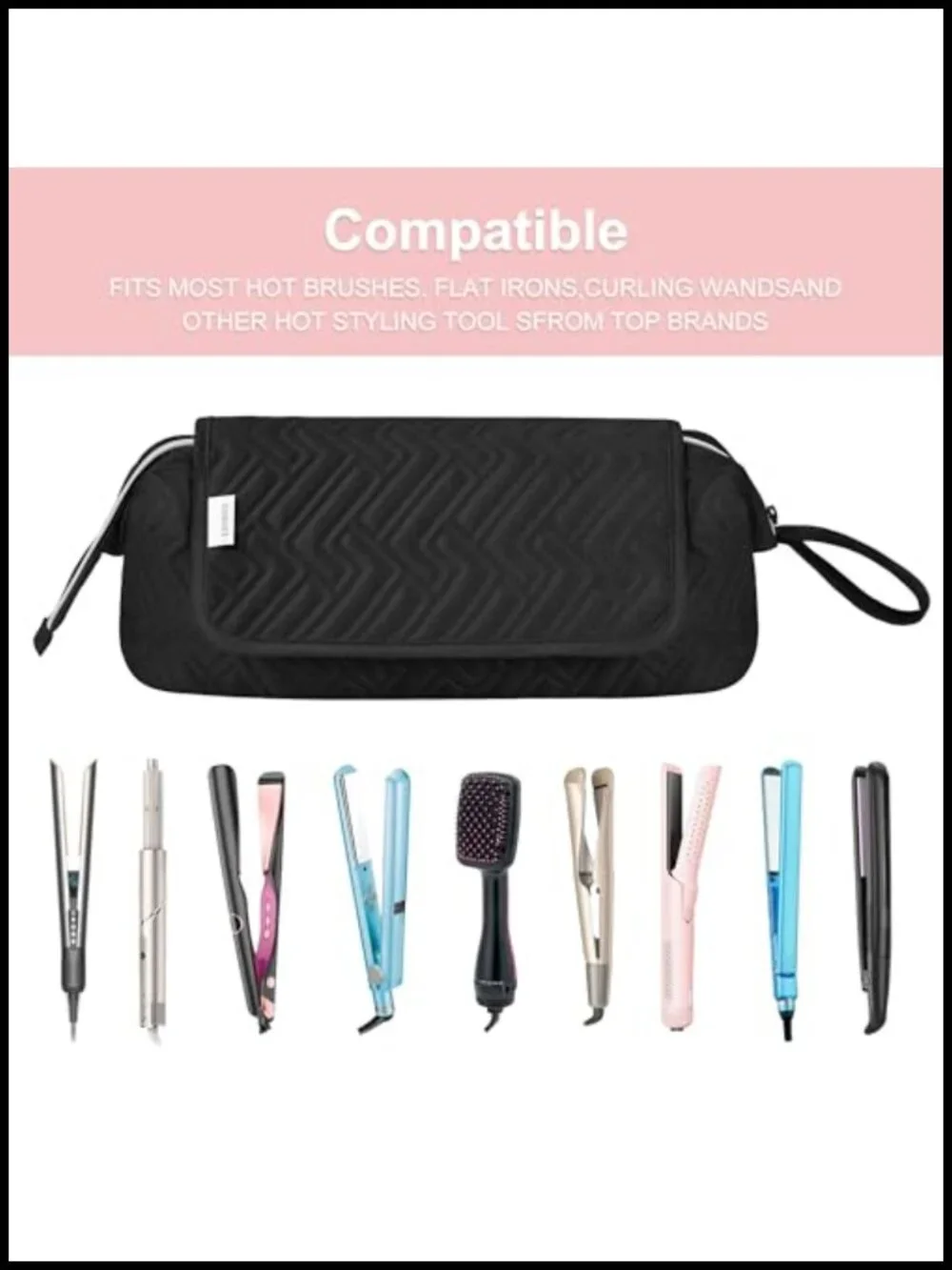 Heat Resistant Hair Tools Travel Bag with Mat for Straightener, Curling Iron,